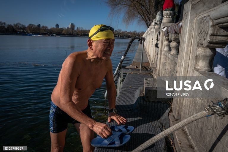 Banho de inverno em Pequim