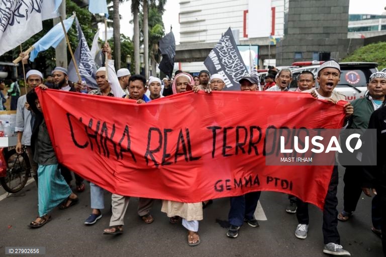 Protesto contra a opressão dos muçulmanos uigures na China