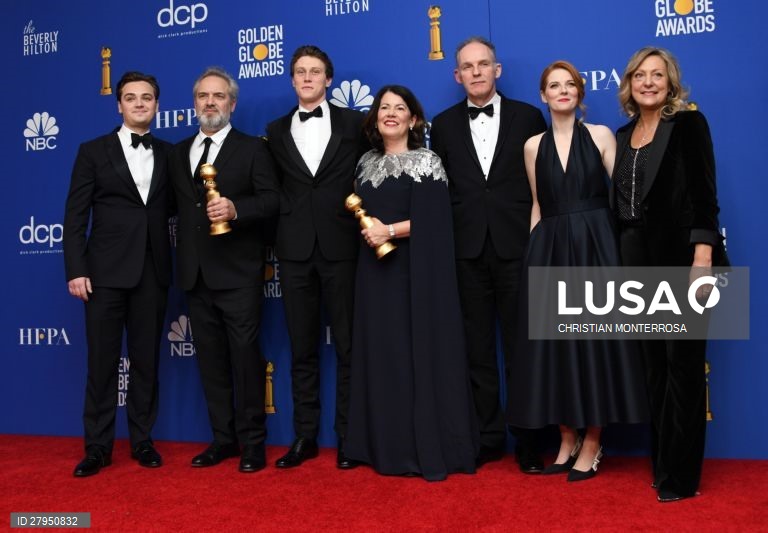 O elenco do filme "1917" que ganhou o Globo de Ouro para melhor filme - drama.