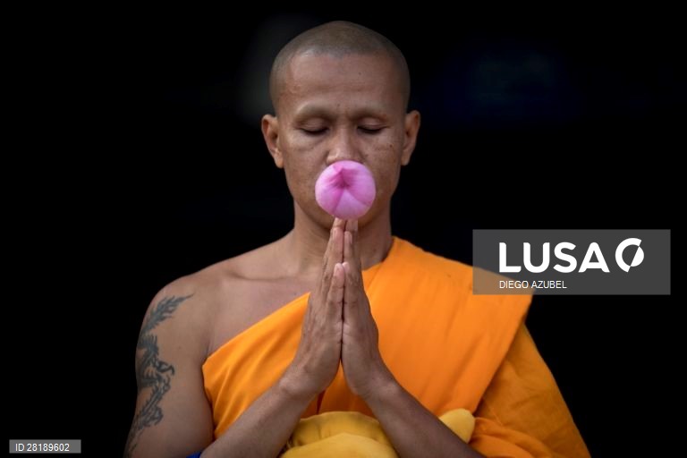 Centenas de monges budistas participaram nas comemorações do dia Makha Bucha, naTailândia.