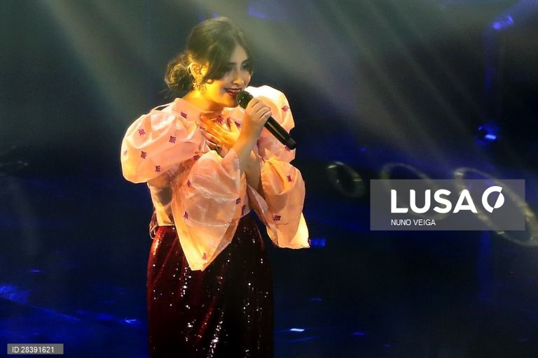 A canção "Medo de Sentir”, interpretada por Elisa, foi a vencedora da final do Festival da Canção 2020, gala disputada no Coliseu Rondão Almeida em Elvas, 07 de março de 2020. NUNO VEIGA/LUSA