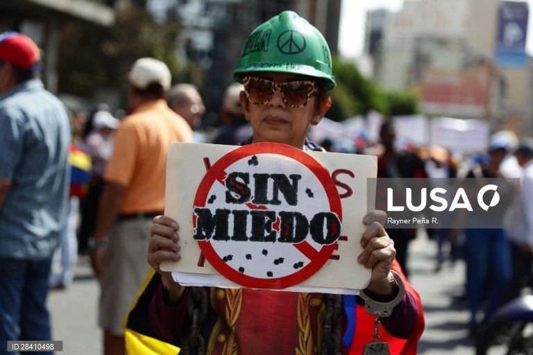 Marcha de protesto convocada pelo líder da oposição venezuelana, Juan Guaidó