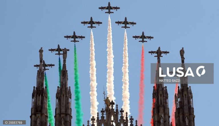 Itália: Acrobacias aéreas em Milão