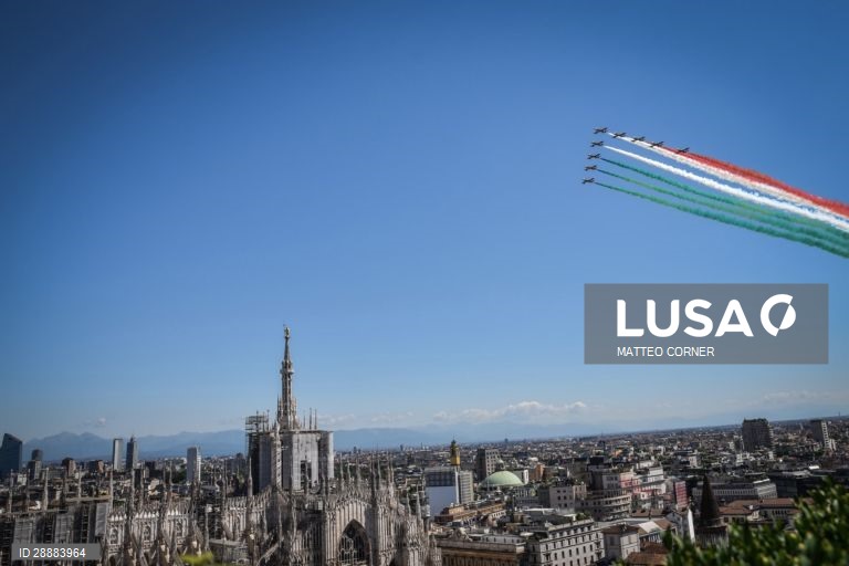 Itália: Acrobacias aéreas em Milão