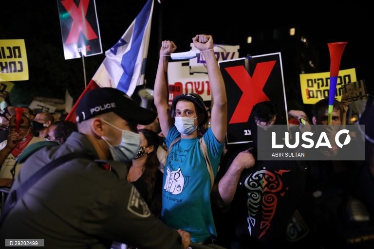 Protestos contra o primeiro-ministro israelita Benjamin Netanyahu 