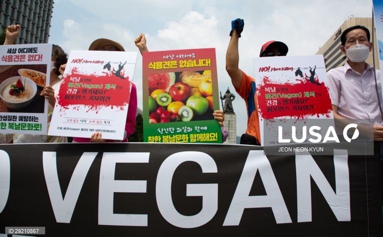 Protesto contra o consumo de carne de cão em Seul