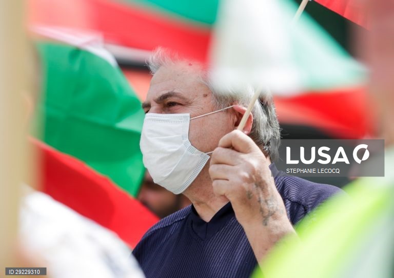 Protesto contra o governo búlgaro em Bruxelas