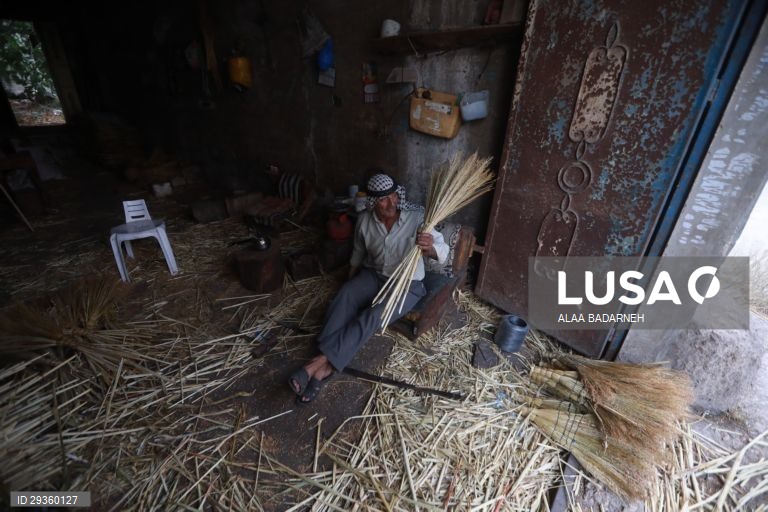 Cisjordânia: Fabrico artesanal de vassouras em Nablus