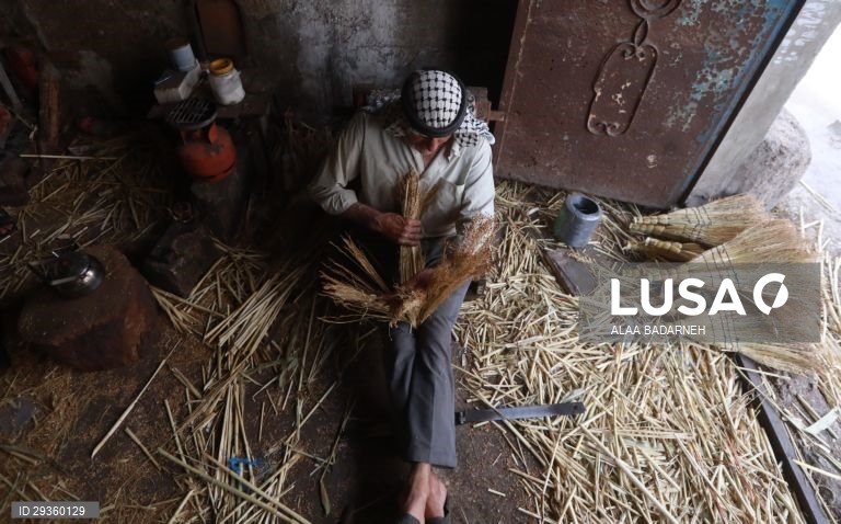 Cisjordânia: Fabrico artesanal de vassouras em Nablus