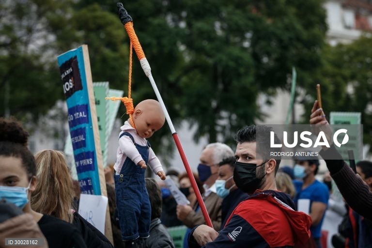 Covid-19: Manifestação pela hotelaria restauração arte e cultura em Lisboa