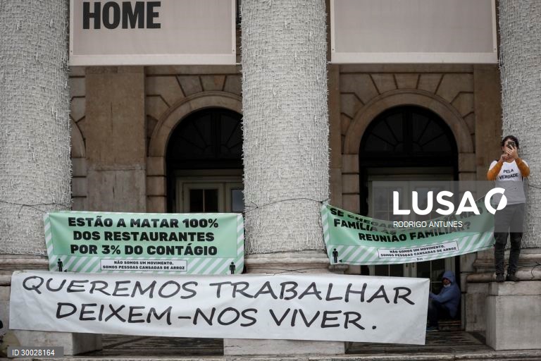 Covid-19: Manifestação pela hotelaria restauração arte e cultura em Lisboa
