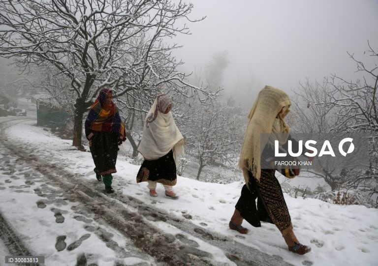 Índia: Primeiro nevão em Caxemira 