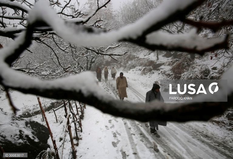 Índia: Primeiro nevão em Caxemira 