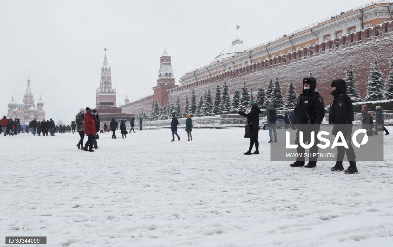 Queda de neve em Moscovo, na Russia. 