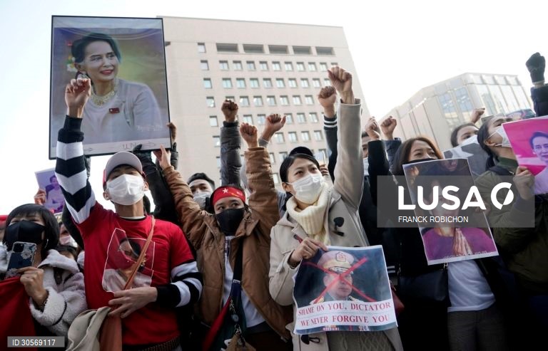 Japão: Protestos contra o golpe de estado dos militares em Myanmar