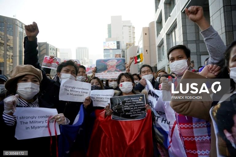 Japão: Protestos contra o golpe de estado dos militares em Myanmar