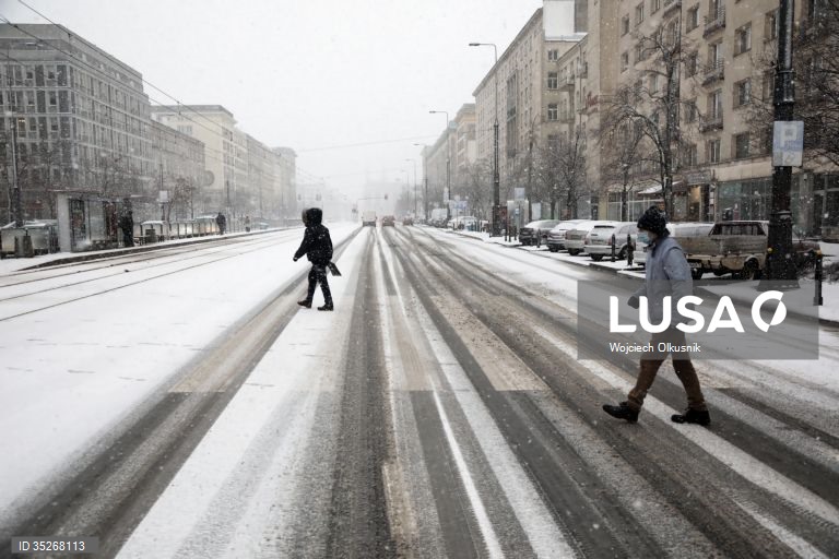 Queda de neve em Varsóvia