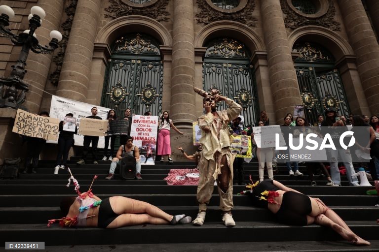 México: Activistas protestam para exigir a proibição das touradas