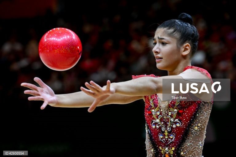 Final da competição individual do 40.º Campeonato da Europa de Ginástica Rítmica na Papp Laszlo Budapest Sports Arena, em Budapes, Hungria.
