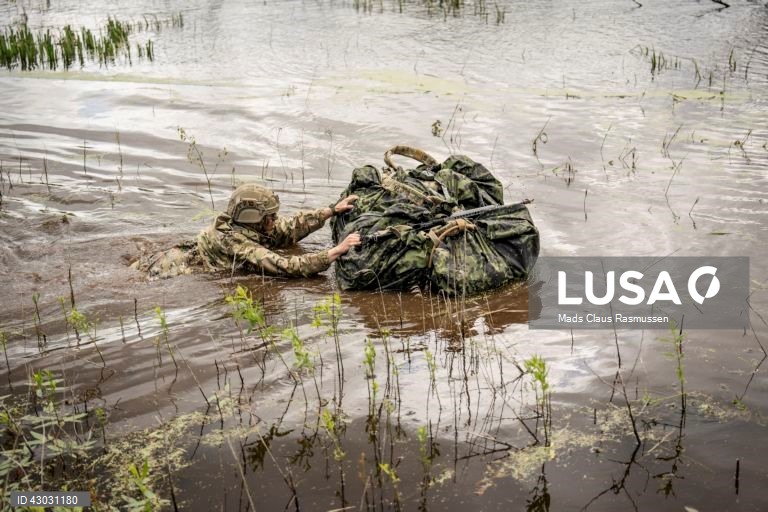 Dinamarca: Recrutas durante exercício militar.