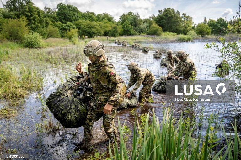 Dinamarca: Recrutas durante exercício militar.