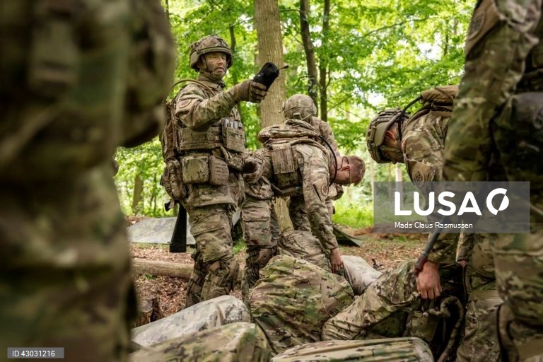 Dinamarca: Recrutas durante exercício militar.