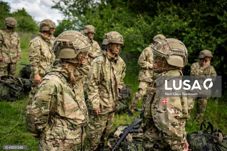 Dinamarca: Recrutas durante exercício militar.