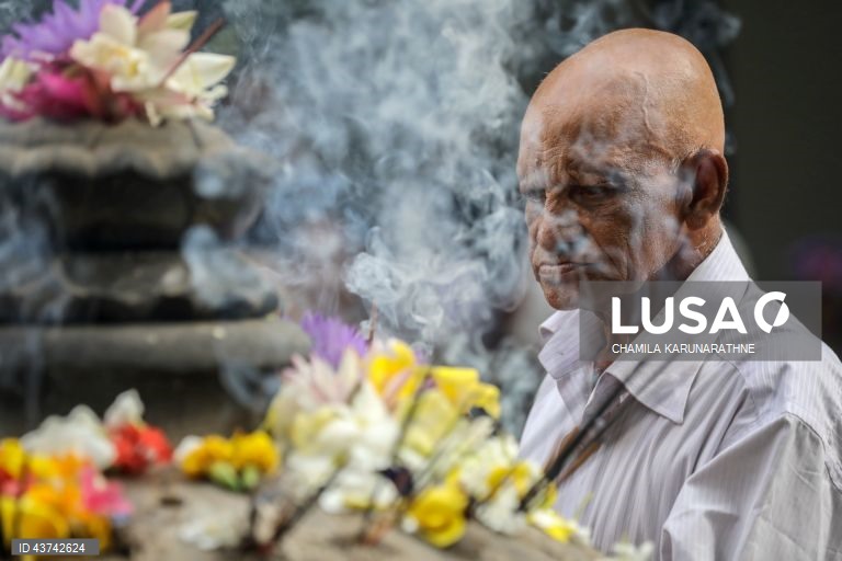 Sri Lanka: Fiéis budistas realizam rituais no dia de lua cheia em Colombo