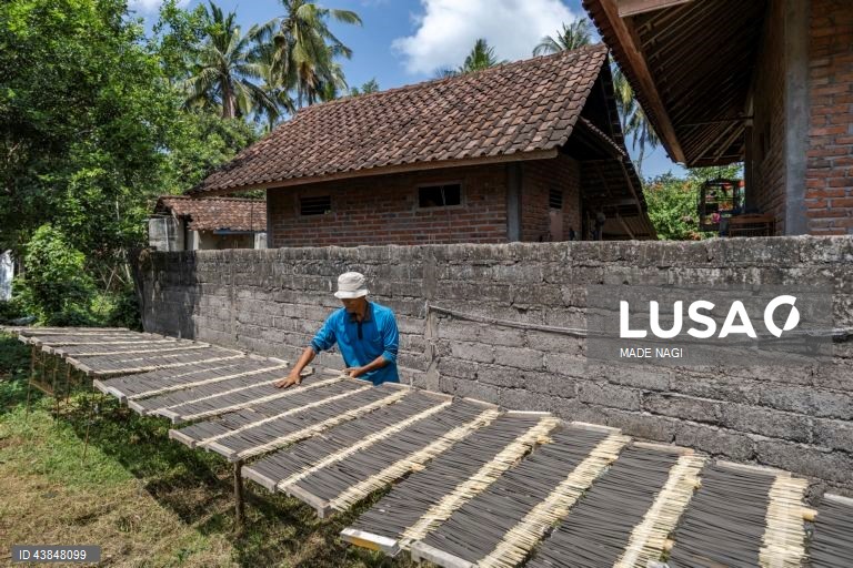 Indonésia: Fabrico artesanal de paus de incenso na Ilha de Bali