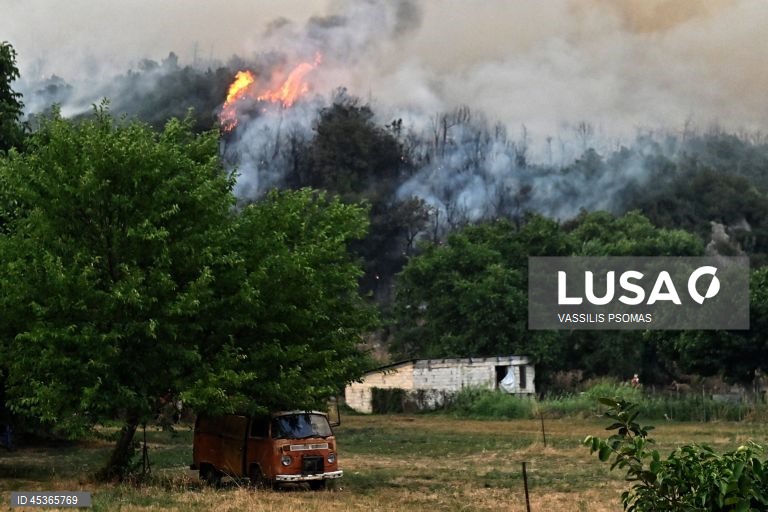 Grécia: Incêndio florestal em Feneos, Corinto
