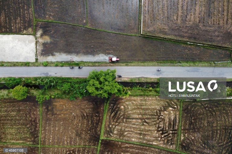 Início da época de plantação de arroz na Indonésia