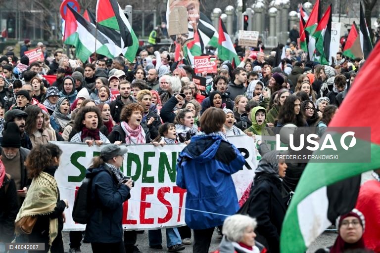 Bruxelas: Marcha nacional em solidariedade com o povo palestiniano.