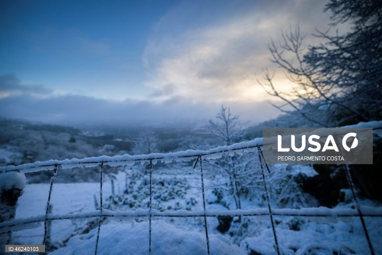 A aldeia do Castelo, concelho de Vila Pouca de Aguiar no distrito de Vila Real, acordou pintada de branco.  21 de Dezembro  de 2025. Onze distritos de Portugal continental estão hoje sob aviso laranja, o segundo mais elevado, devido à queda de neve e à agitação marítima, indicou o Instituto Português do Mar e da Atmosfera (IPMA). PEDRO SARMENTO COSTA/LUSA