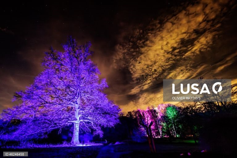 Festival de luzes Winter Floridylle no Jardim Botânico de Meise, em Meise, Bélgica. O festival de luzes acontece de 18 de dezembro de 2025 a 4 de janeiro de 2026.  