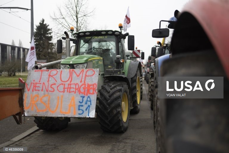 França: Manifestação de agricultores em Estrasburgo contra o acordo União Europeia-Mercosul 