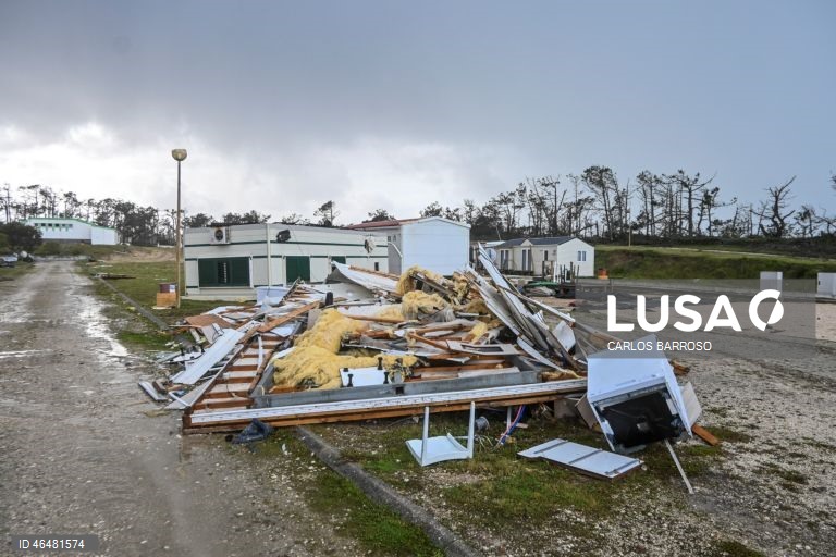 Parque de campismo em São Pedro de Moel, depois da passagem da depressão Kristin por Portugal continental, na madrugada de 28 de janeiro, deixando um rasto de destruição, tendo a Proteção Civil contabilizado cinco mortes diretamente associadas à passagem da depressão Kristin e outras cinco em consequência da depressão, relacionadas com intoxicação e reparação de telhados, São Pedro de Moel, Marinha Grande, 03 de fevereiro de 2026. CARLOS BARROSO/LUSA