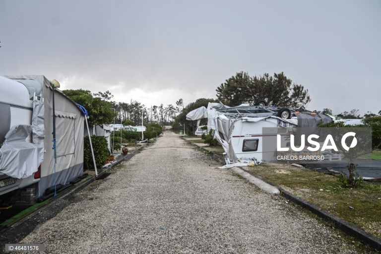 Parque de campismo em São Pedro de Moel, depois da passagem da depressão Kristin por Portugal continental, na madrugada de 28 de janeiro, deixando um rasto de destruição, tendo a Proteção Civil contabilizado cinco mortes diretamente associadas à passagem da depressão Kristin e outras cinco em consequência da depressão, relacionadas com intoxicação e reparação de telhados, São Pedro de Moel, Marinha Grande, 03 de fevereiro de 2026. CARLOS BARROSO/LUSA