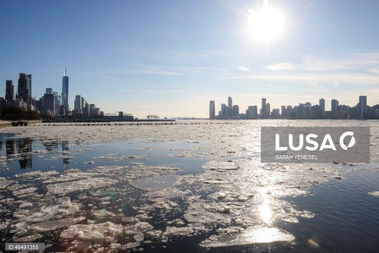 EUA: Gelo acumula-se no rio Hudson durante uma onda de frio em Nova Iorque