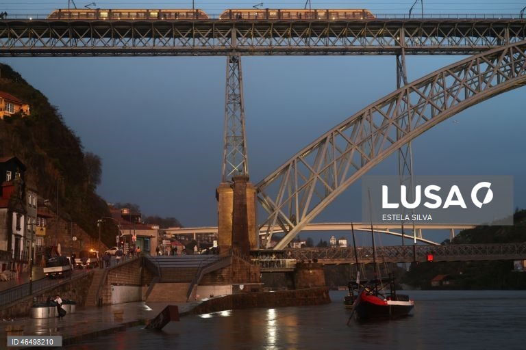 Rio Douro na zona da Ribeira no Porto