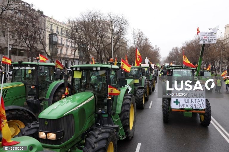 Espanha: Protesto dos agricultores espanhois em Madrid contra o acordo do Mercosul 