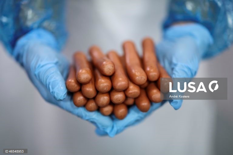 Processo de fabricação de salsichas na fábrica de Indústria e Comércio de Carnes, Sicasal, em Vila Franca do Rosário, Mafra.