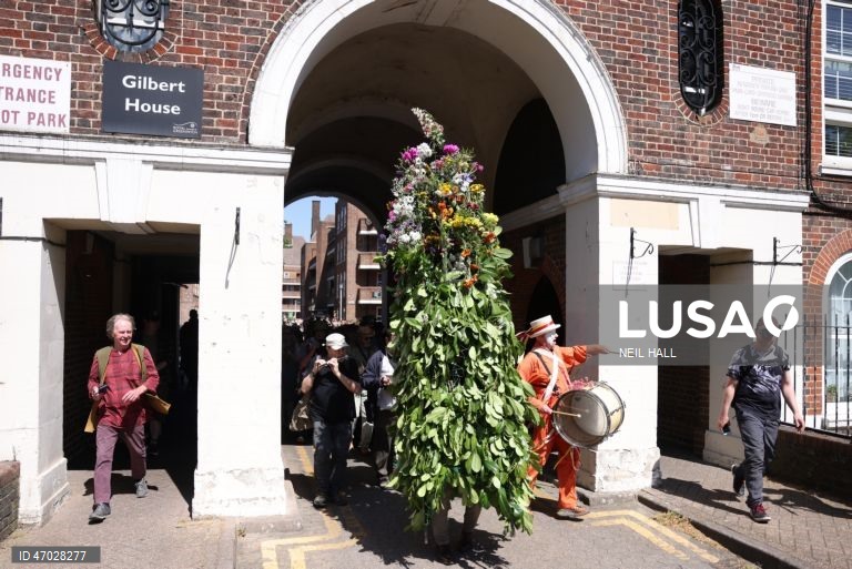 O «Jack in the Green» de Deptford celebra o 1 de maio em Londres.