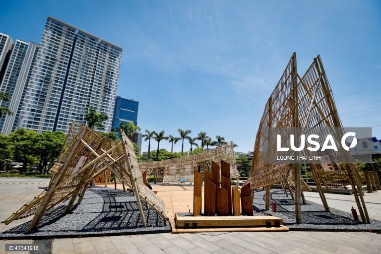 Vietname: Exposição de arquitetura em bambu em Hanoi
