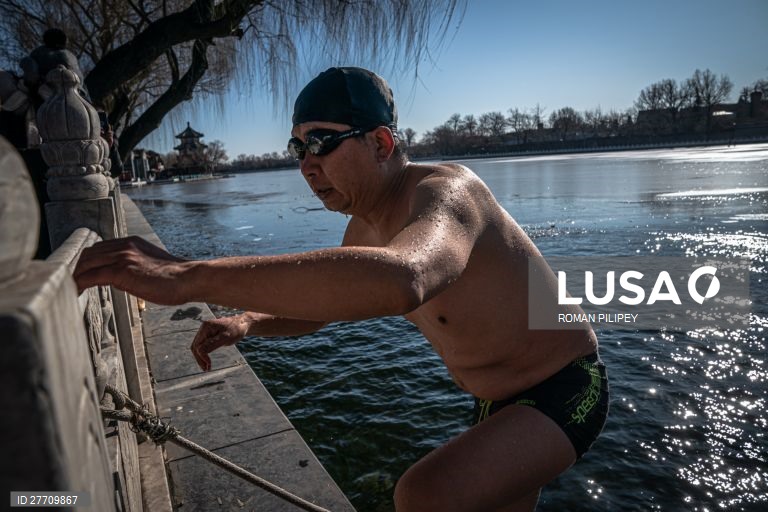 Banho de inverno em Pequim