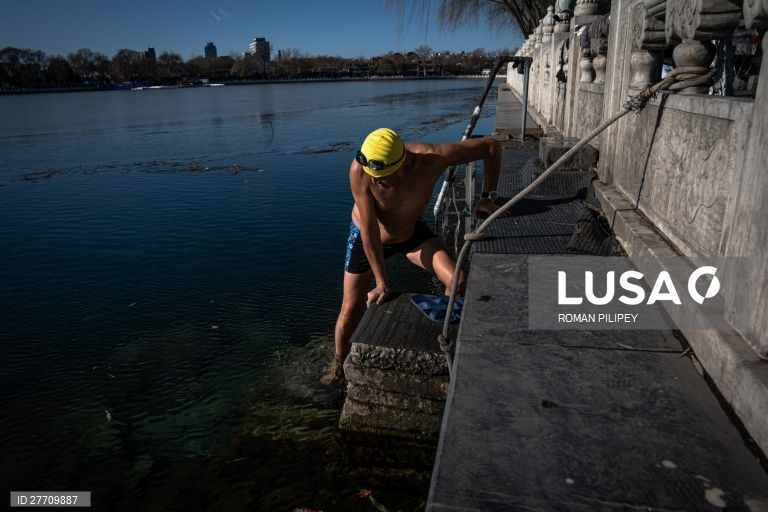 Banho de inverno em Pequim