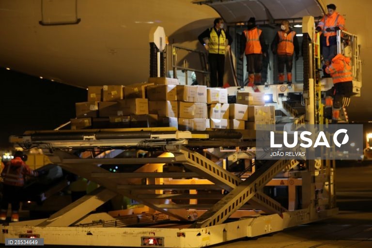 Covid-19: Chegada do avião Airbus A340 da Hi Fly da China