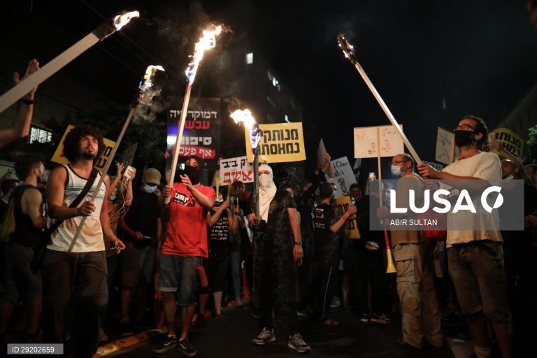 Protestos contra o primeiro-ministro israelita Benjamin Netanyahu 