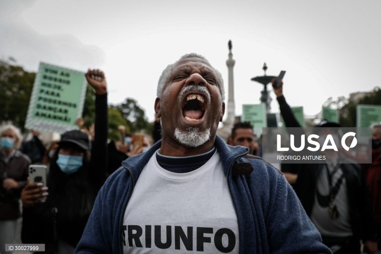 Covid-19: Manifestação pela hotelaria restauração arte e cultura em Lisboa