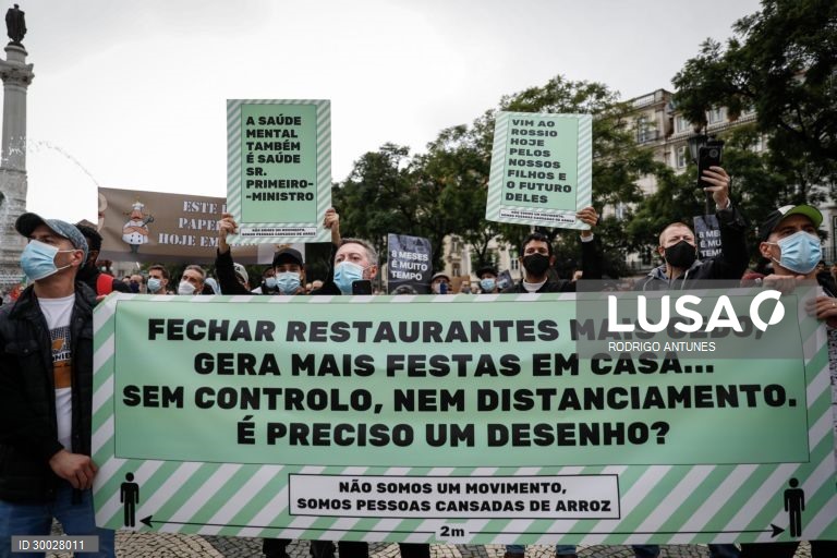 Covid-19: Manifestação pela hotelaria restauração arte e cultura em Lisboa