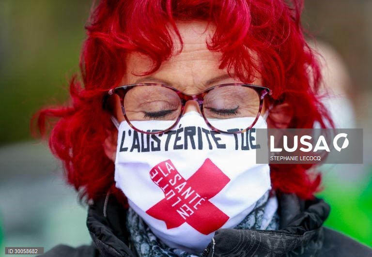 Covid-19: Protesto de pessoal médico em Bruxelas